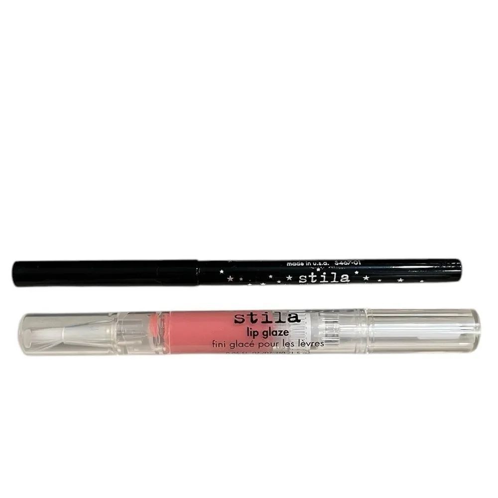 Stila Lip Glaze Guava Deluxe Size & Waterproof Eye Liner in Stingray, New Bundle